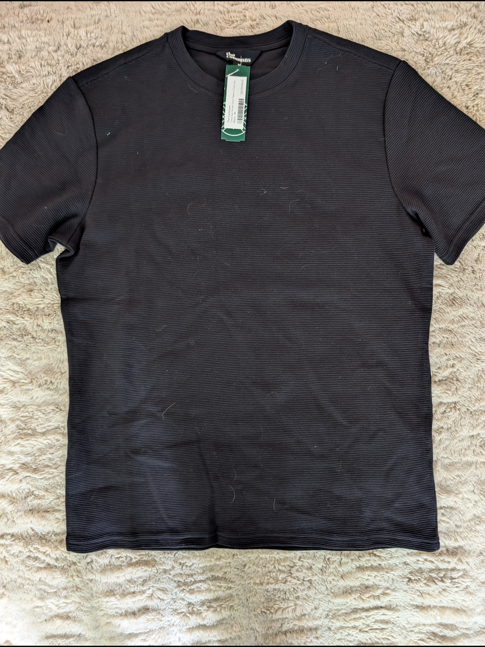 Men's Black Ribbed Short-Sleeve Tee